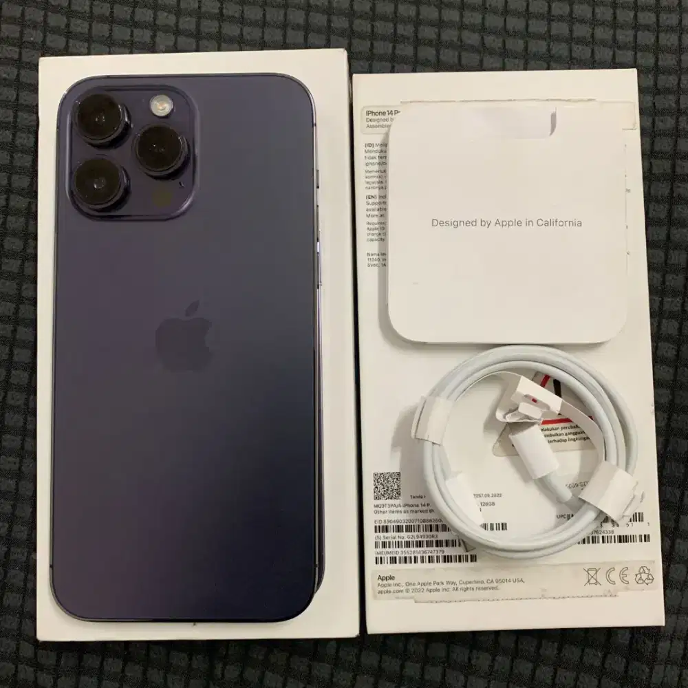 iPhone 14 Pro Max 128GB Deep Purple Fullset Ori BH 87% Harga 12 Juta