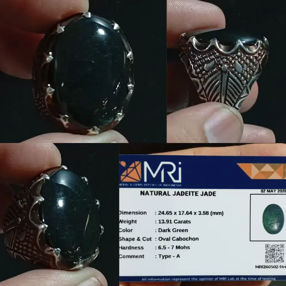 Giok Asli Jadeite Jade Type A 13.91 ct Ring Perak Handmade