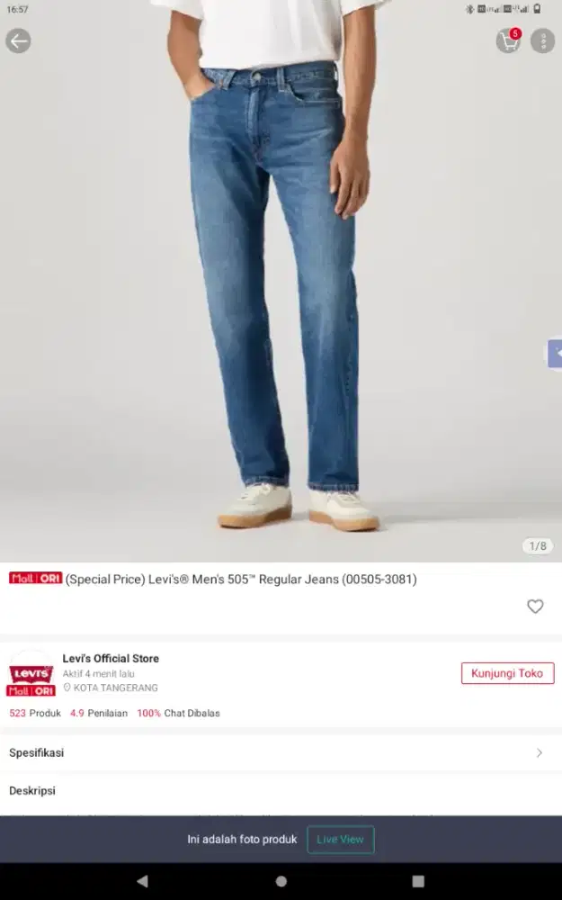 Jeans Levi's original regular 505 ukuran 40