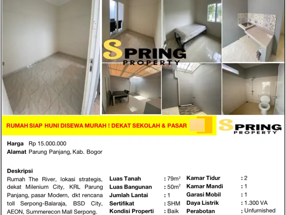 Rumah Murah di The River Siap Huni Dekat Stasiun Parung Panjang Bogor