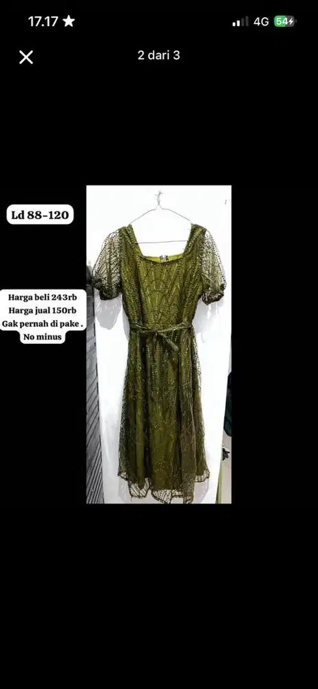 DIJUAL BAJU DRES CANTIK CUMA SEKALI PEMAKAAIN LD 88-120