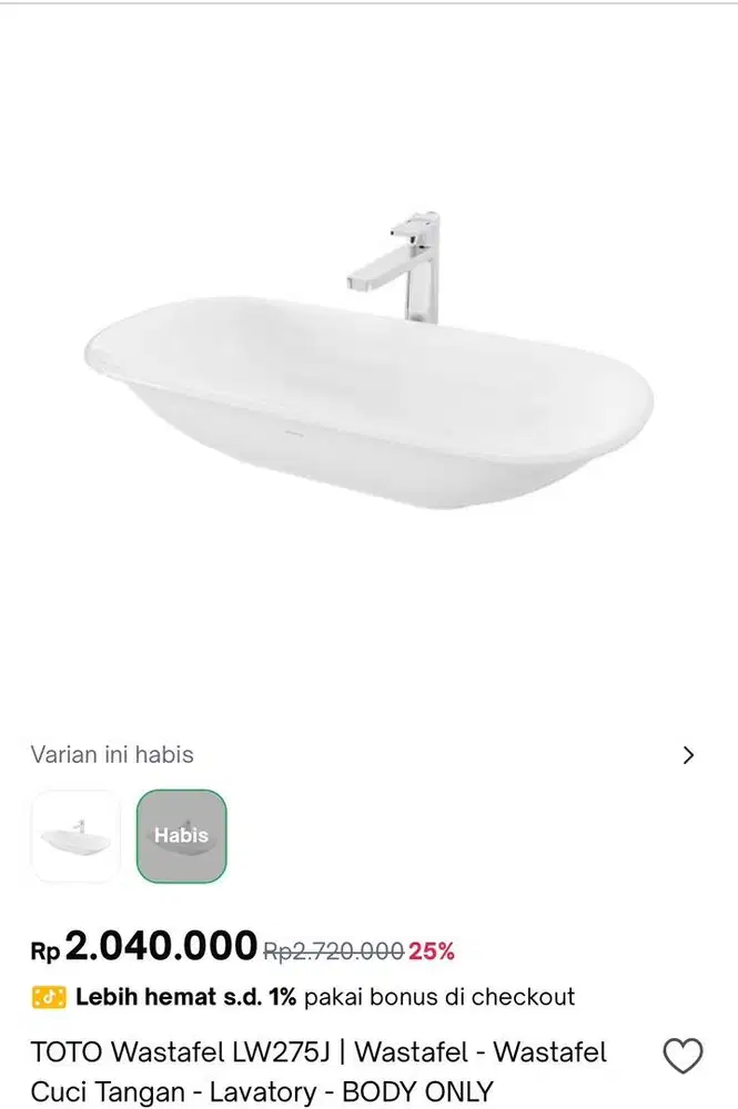 dijual wastafel toto baru