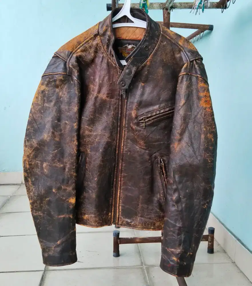Jaket kulit asli harley davidson vintage rare item antik vintage lawas