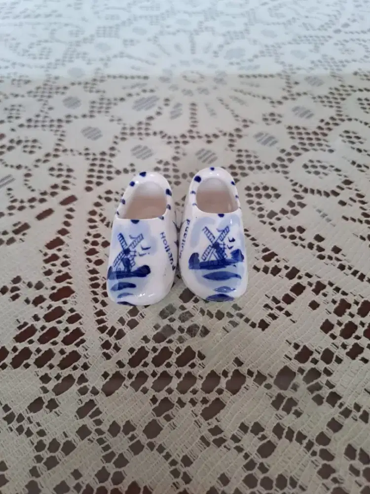 Hiasan Delf Blur Belanda Sepatu Porcelain