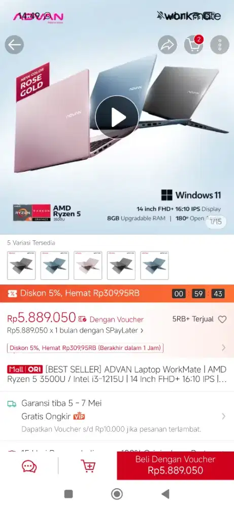 Advan Workmate Ryzen 3500U