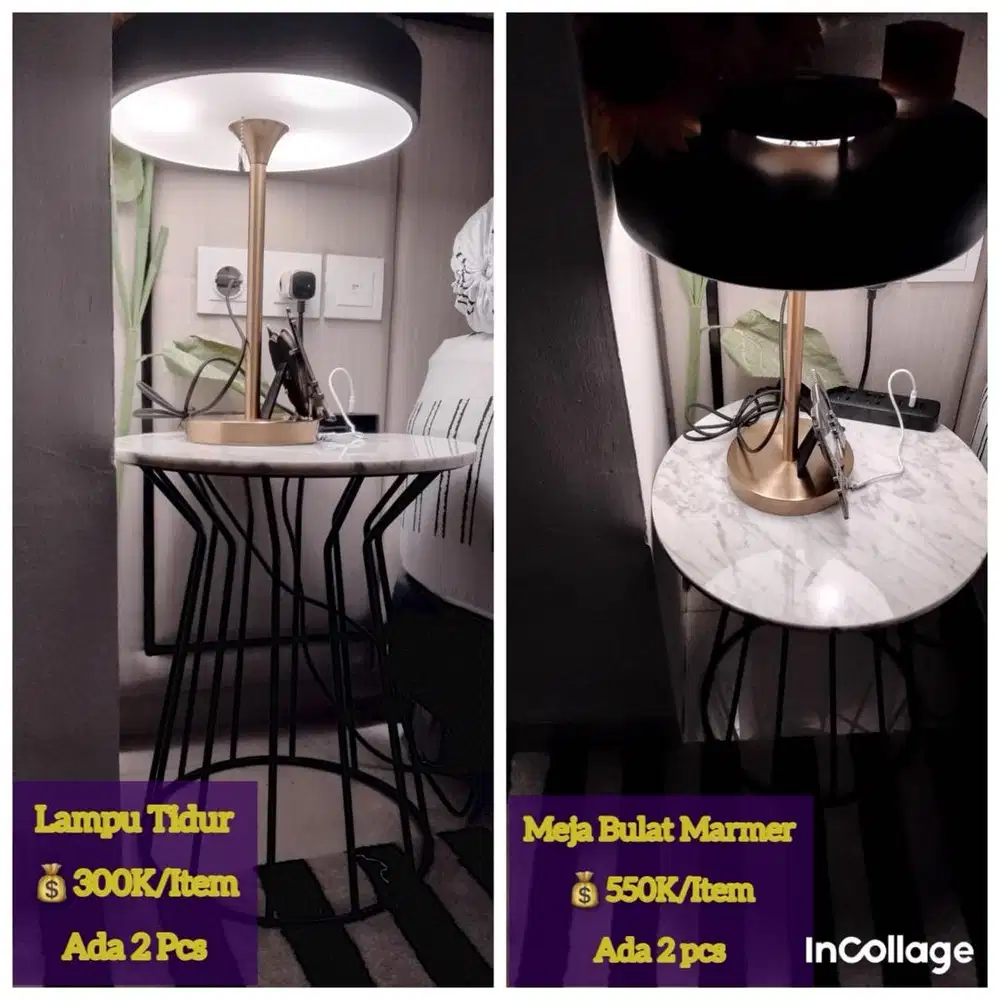Meja Tidur dan Lampu Tidur