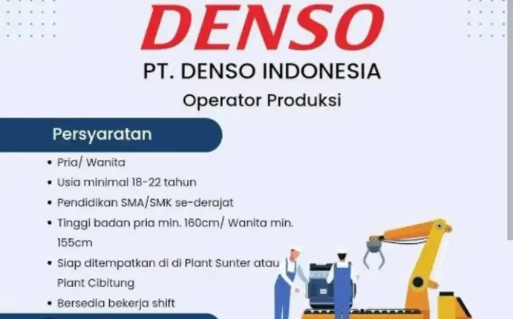 Loker Sma Smk Operator Produksi PT Denso Indonesia