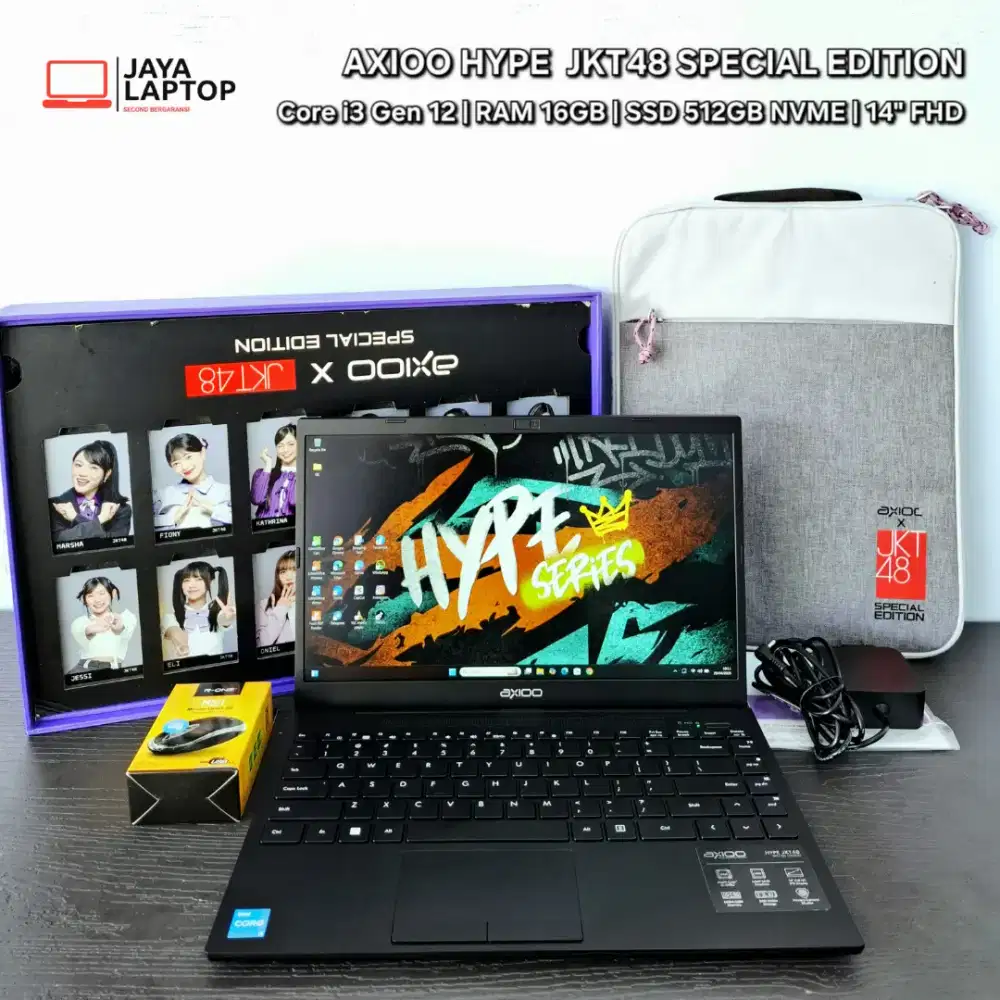 Axioo Hype JKT48 Core i3 Gen 12 RAM 16GB SSD 512GB Laptop Second Bekas