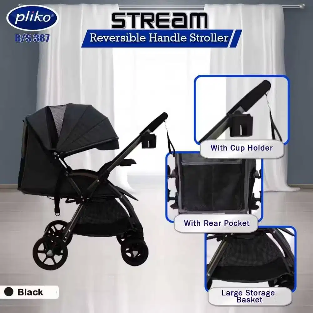 Stroller pliko stream warna hitam