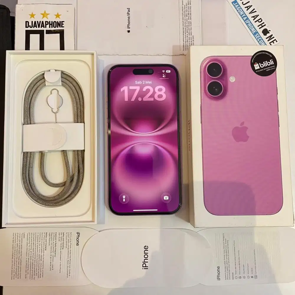 iPhone 16 Pink 128GB BH 94% Garansi Resmi iBox 23 September 2026