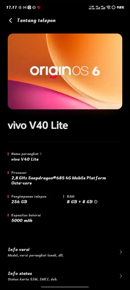 Jual Vivo V40 Lite