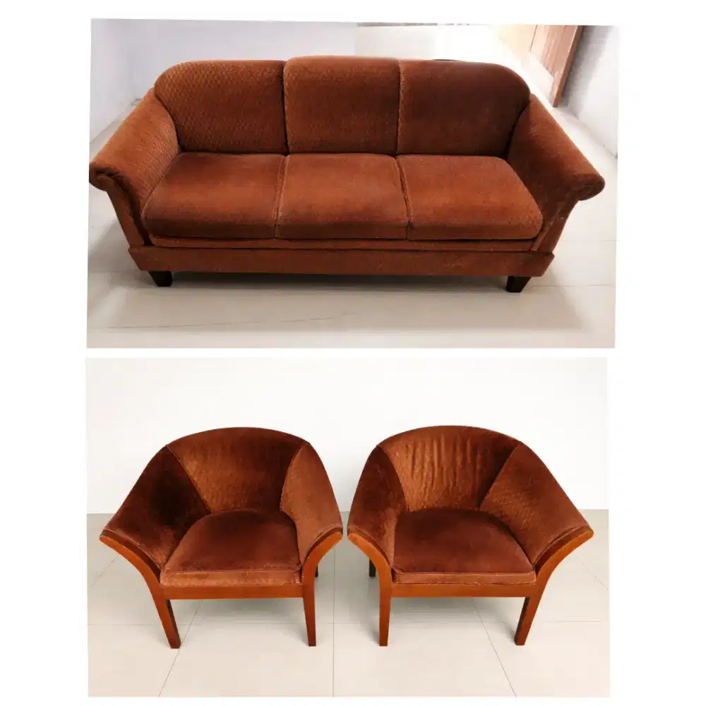 1 set sofa Golden Brown