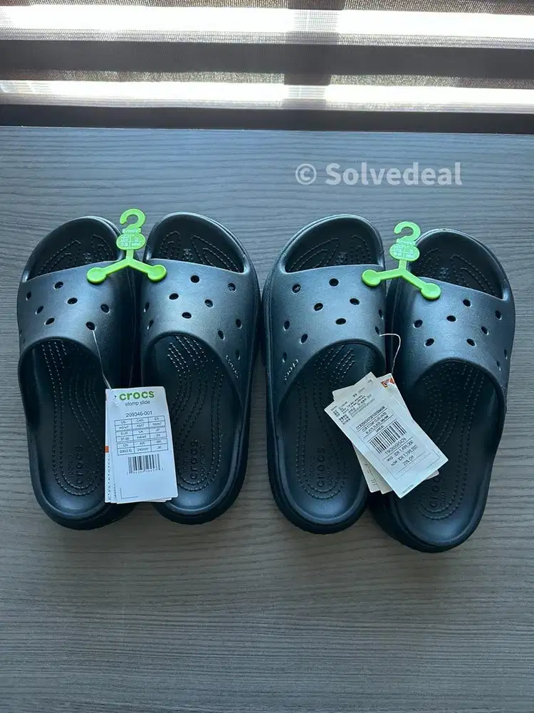Crocs Stomp Slide Black Original Limited Edition Sandal Crocs Baru