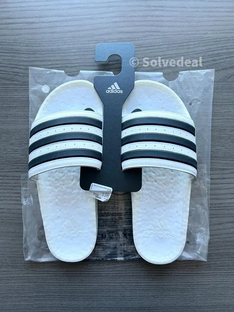 Sandal Adidas Adilette Boost Slides White Black Original Limited Baru