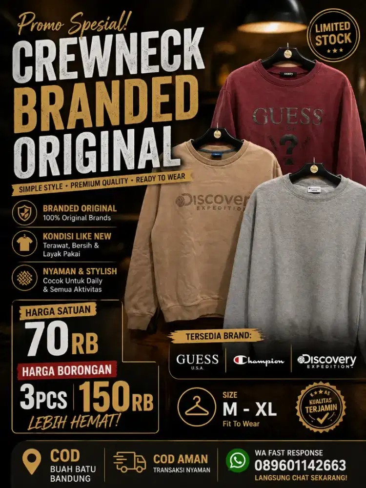 Jual Borongan 3pcs Hemat Sweater CN Ori Branded Berkualitas Terbaru