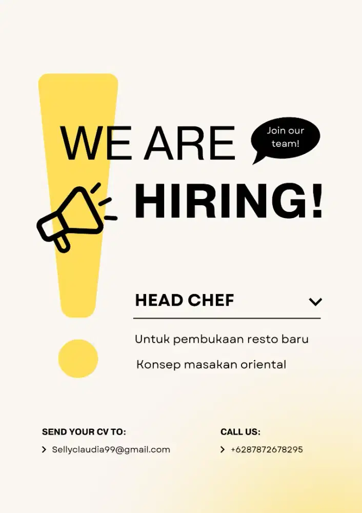 DIBUTUHKAN HEADCHEF
