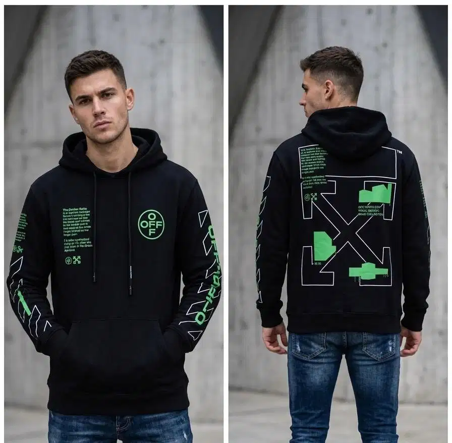 OFF WHITE HOODIE CARAVAGGIO GREEN