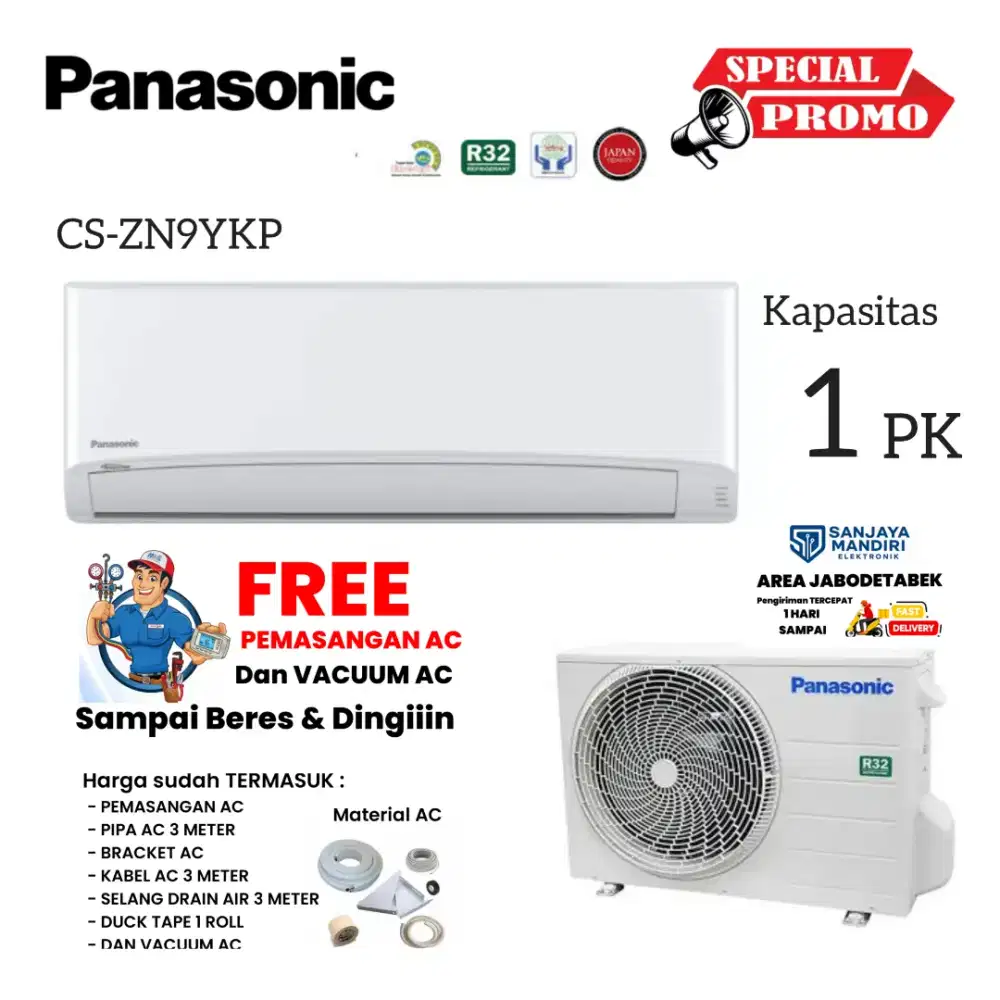 FREE PEMASANGAN! PANASONIC AC Split 1 PK R32 LowVoltage CS-ZN9YKP