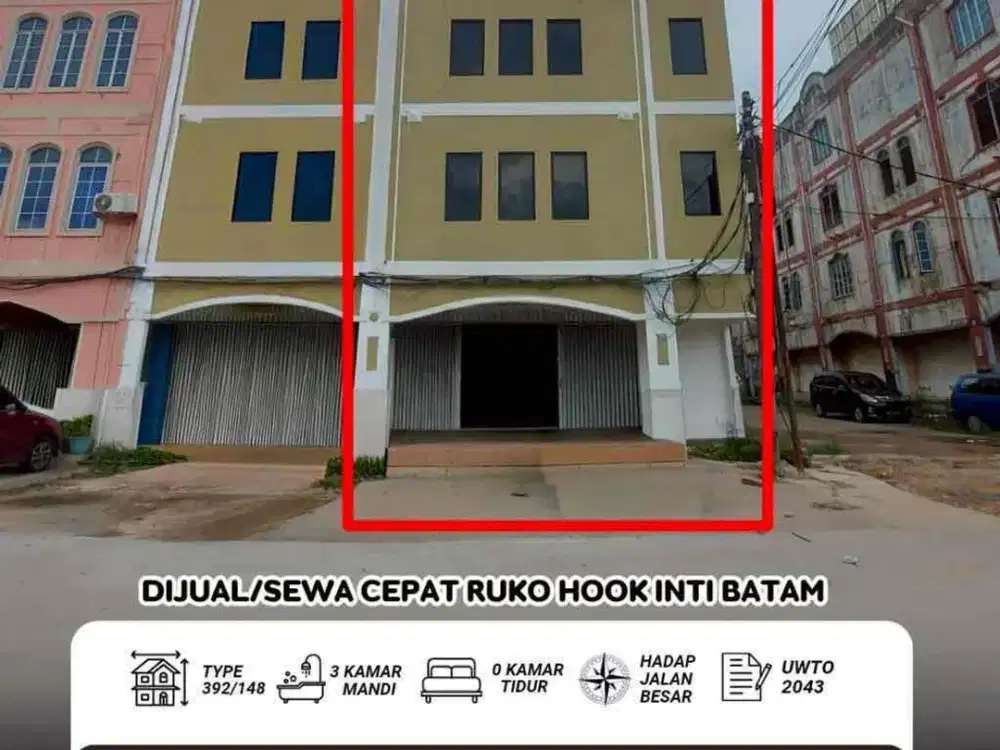 Dijual Dan Sewa ruko hook inti batam sungai panas batam
