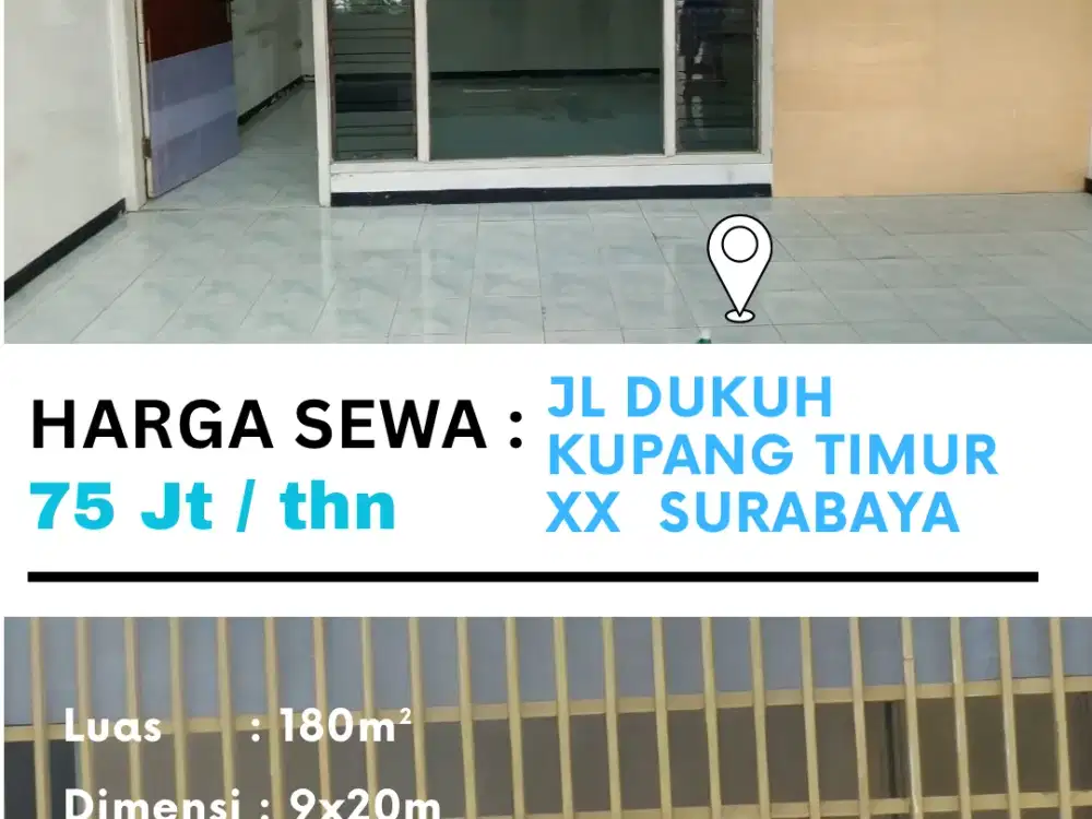 Disewakan Rumah Jl Dukuh Kupang Timur XX Surabaya