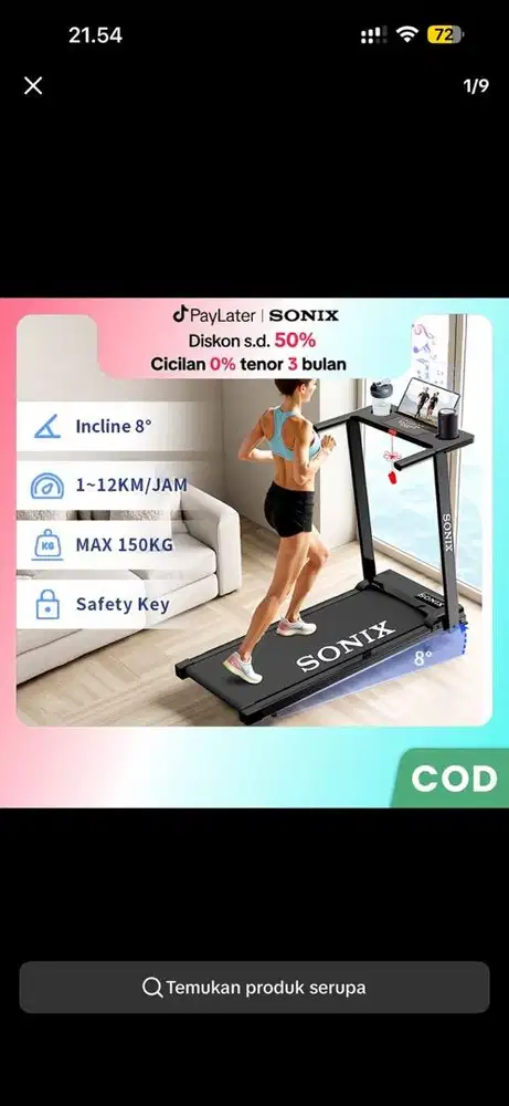 FOR SALE TREADMILL SONIX INCLINE STR 02
