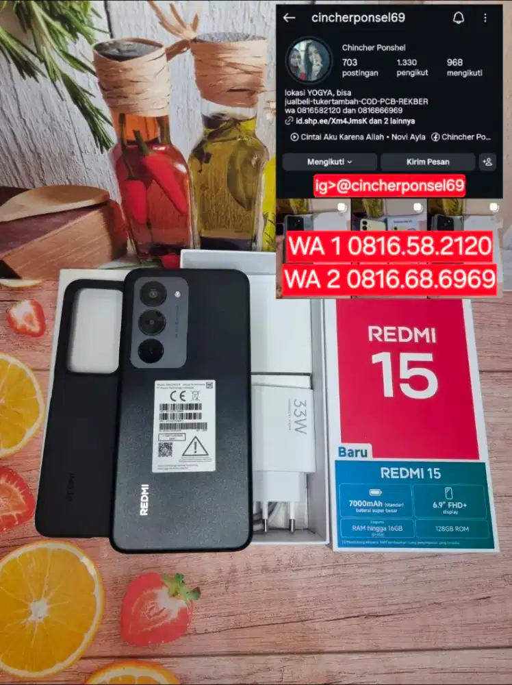 Jual HP likeNEW redmi 15 8/256 istimewa garansi sampai maret 2027