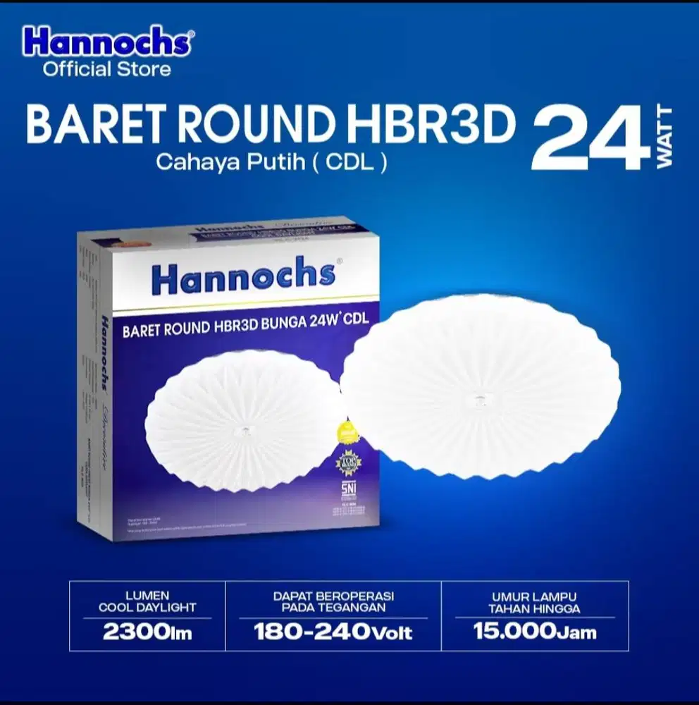 Lampu Downlight Hannoch Baret Round HBR3D Bunga 24W Cahaya Putih