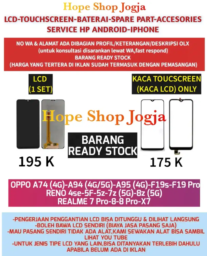Touchscreen-Baterai-Lcd OPPO A74 (4G)-A94 (4G/5G)-A95 (4G)-F19s