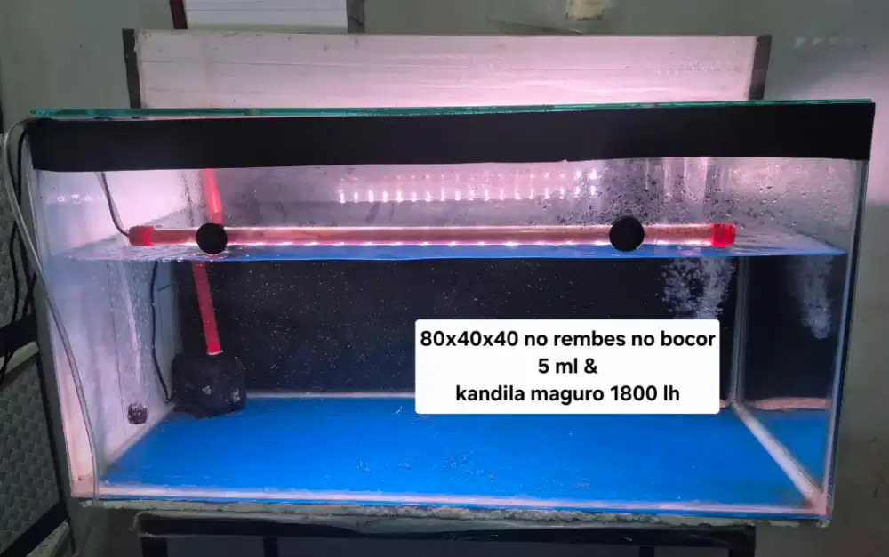 Aquariumnya 80x40x40 talang 80cm
Mesin 1800