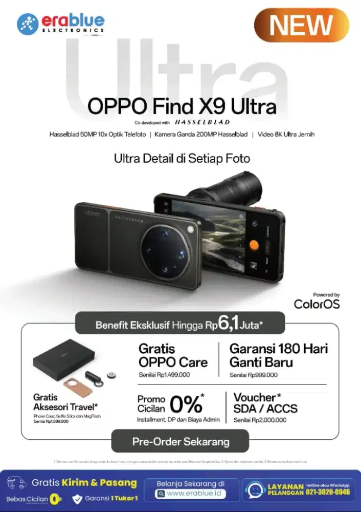 PO OPPO Find X9 Ultra Resmi - Bonus 5 Juta+ & Garansi Layar