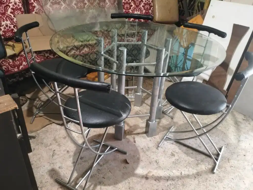 meja besi super berat kaca bepel