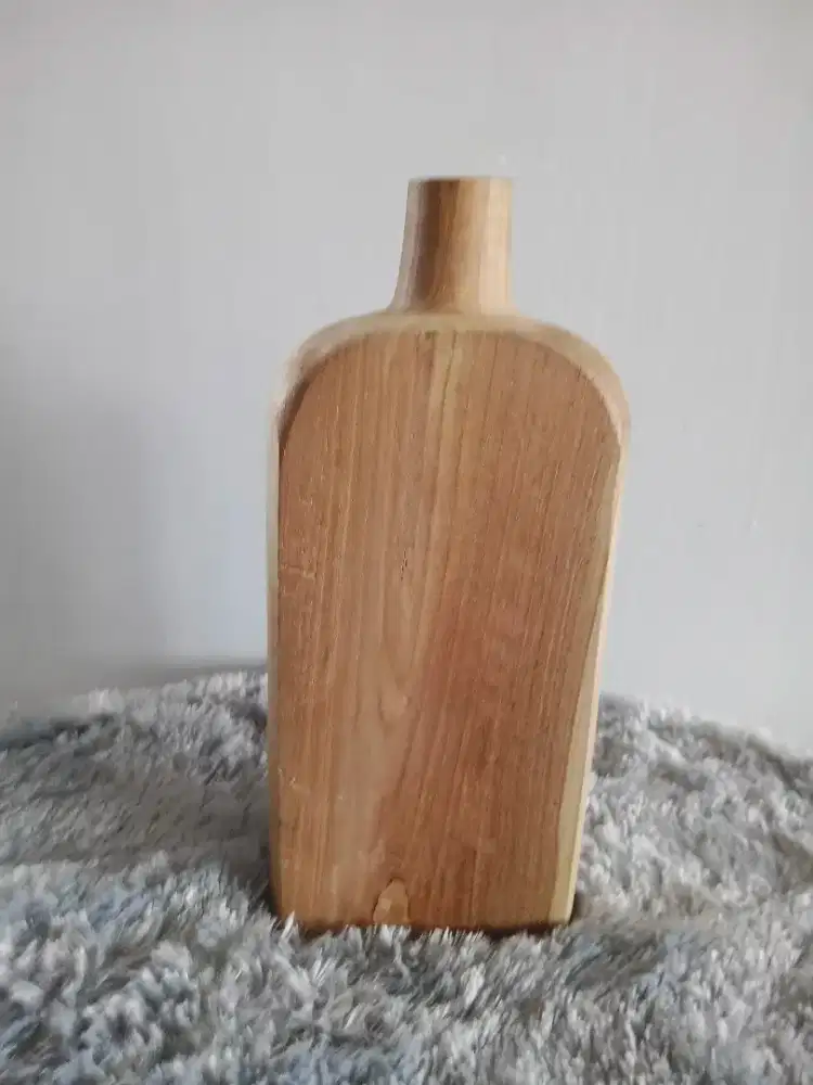 Dekorasi Vas modern midel botol ķayu jati natural