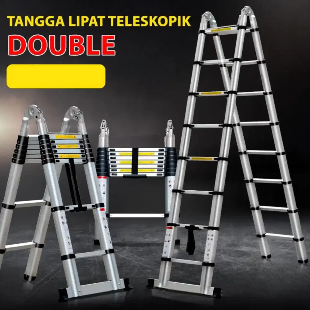 Tangga lipat teleskopik double aluminium 5 meter