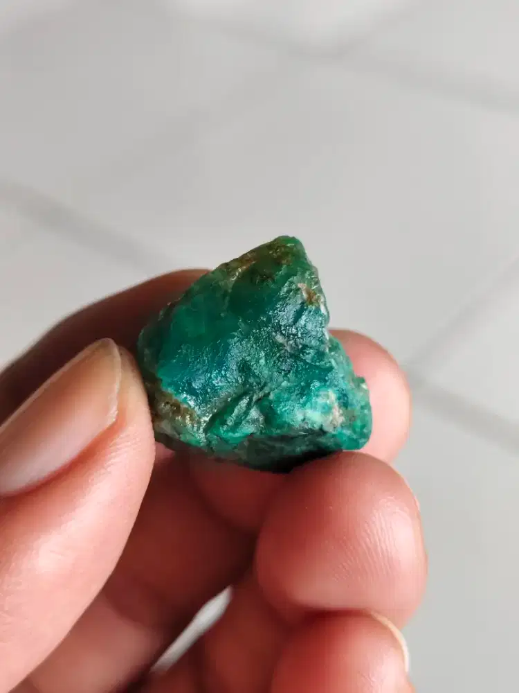 Natural Bahan Bacan Doko Visual Hijau Kristal Serat Halus Plong Dim 20