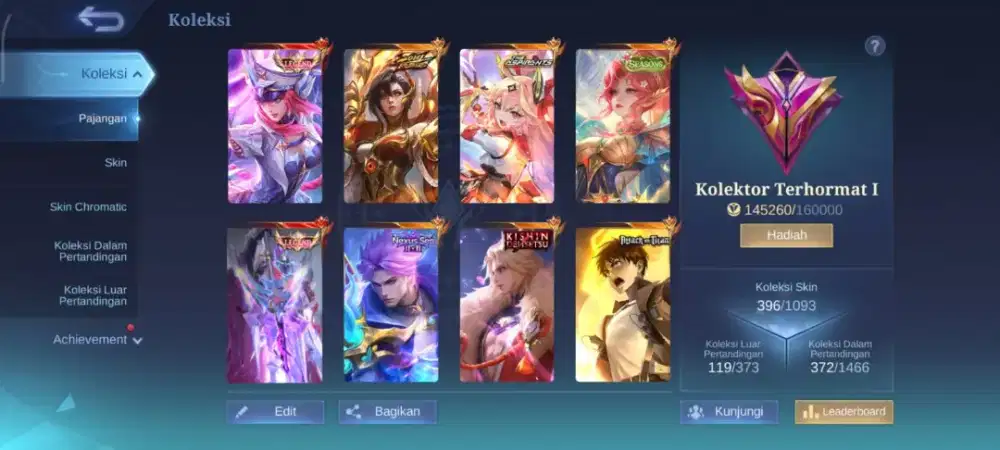 Akun Mobile Legends Terhormat 1 Otw Juragan