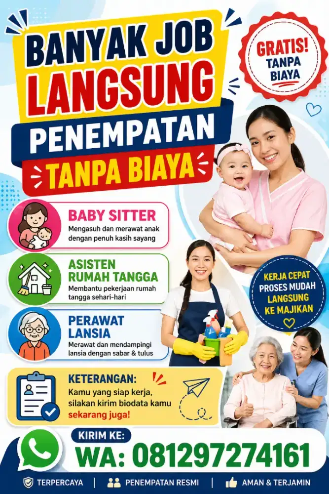 Loker tnpa bya lsg Kerja: Baby Sitter ART & Perawat Lansia Terpercaya