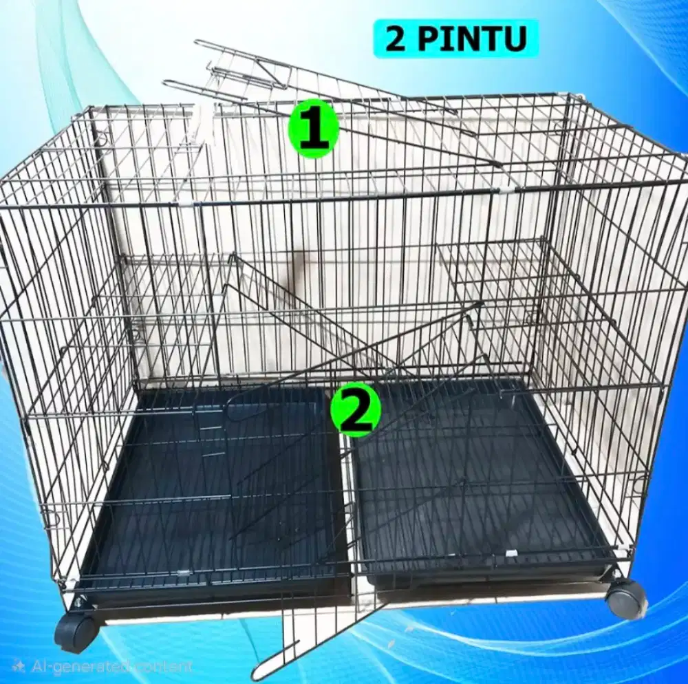 Kandang besi Lipat Besar (90×60x70 cm) Baru - Untuk Kucing dan Anjing