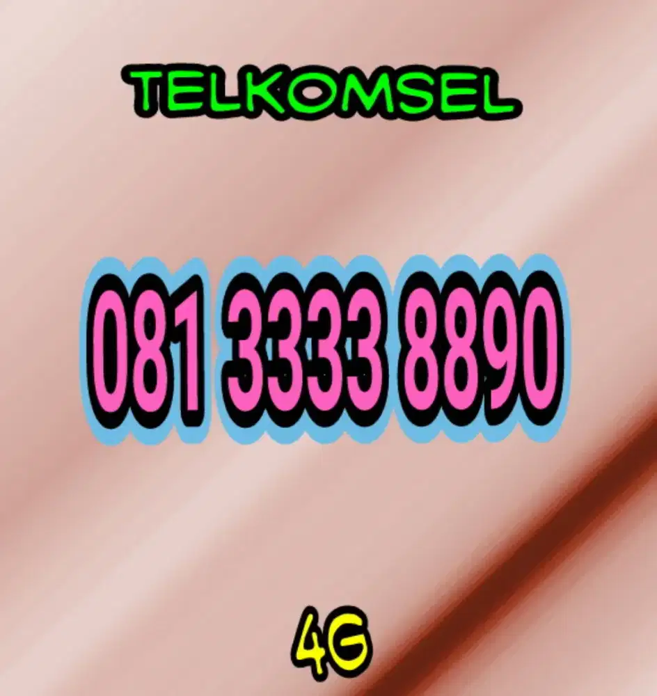 Kartu perdana cantik Telkomsel 11digit kwartet 3333 rapi