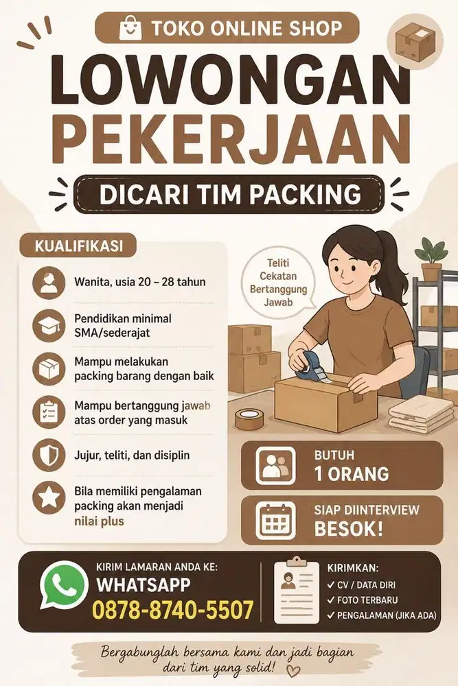 Tim packing online shop