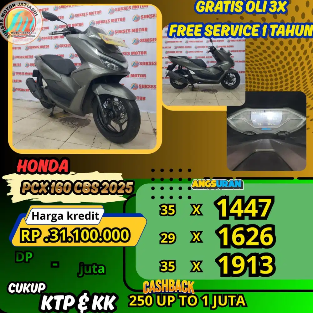 HONDA PCX 160 CBS 2025 DP &ANGSURAN TERMURAH SYRT KTP&KK(SUKSESMOTOR)