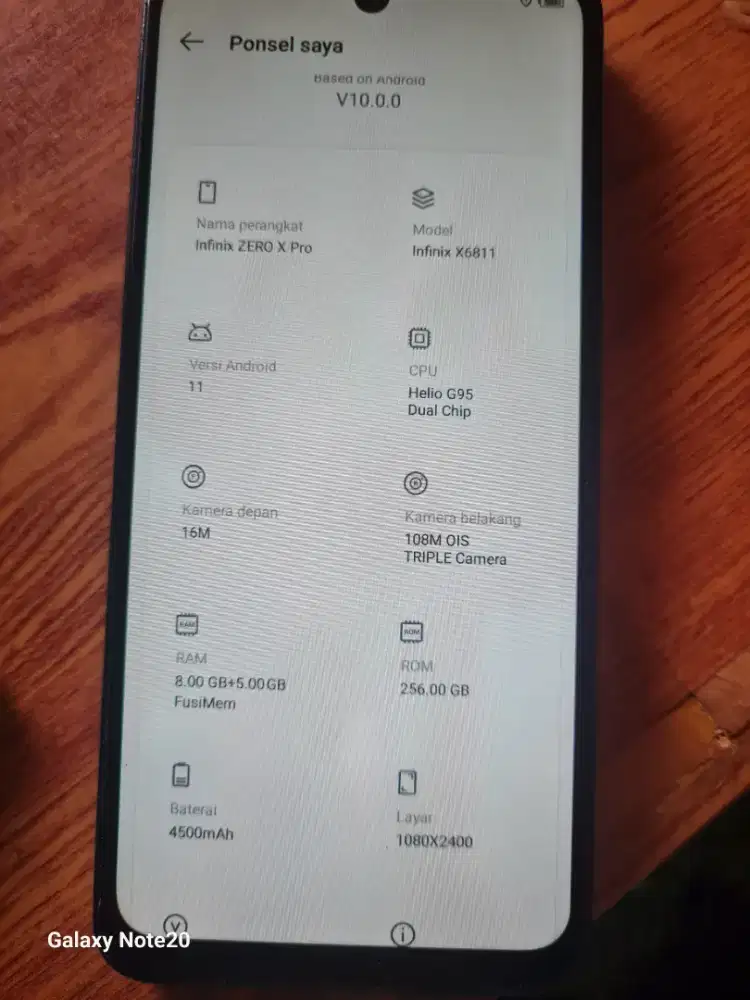Infinix zero x pro 8+5 internal 256