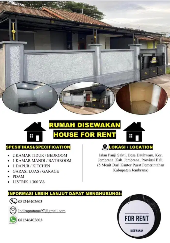 DISEWAKAN RUMAH DAERAH PUSAT KOTA JEMBRANA
