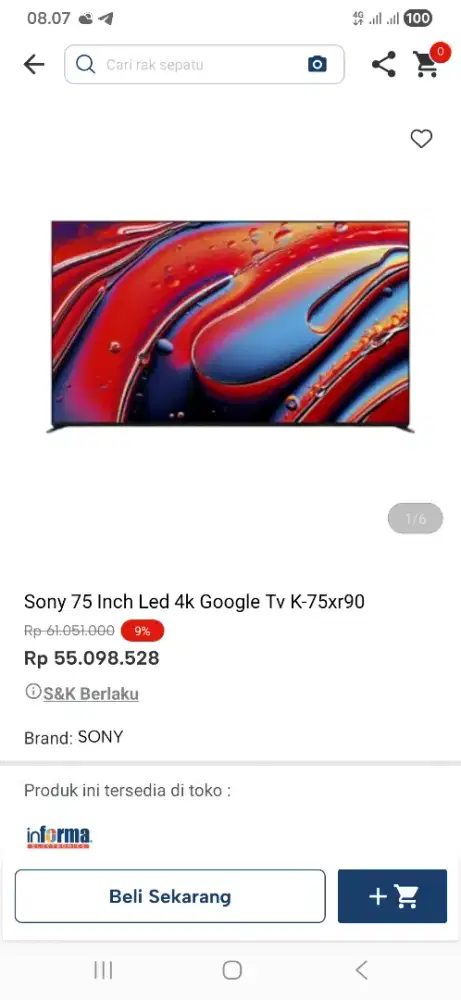 Sony 75 inci led 4k google tv K-75xr90