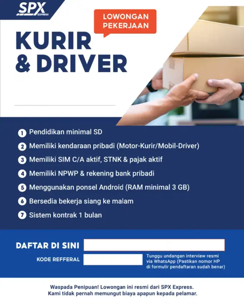 Kurir Rider/Driver Delivery