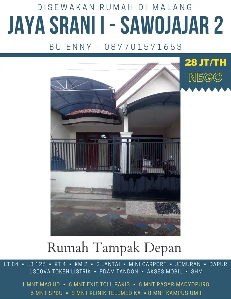 Rumah Murah Cantik Sawojajar 2 Full Renovasi 2 Lantai Dekat Exit Toll
