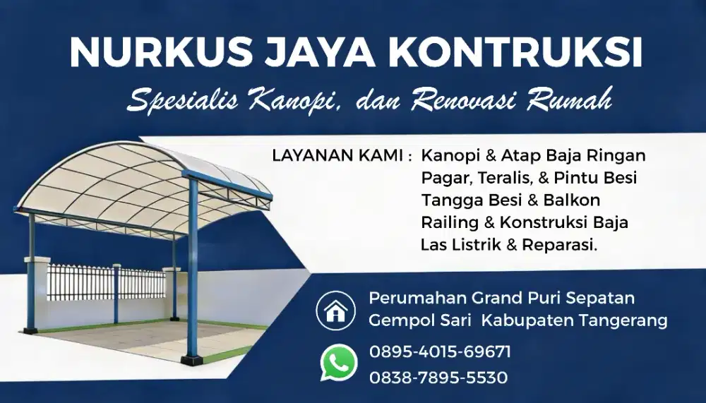 NURKUS JAYA KONSTRUKSI SPESIALIS KANOPI,PAGAR,DAN RENOVASI RUMAH