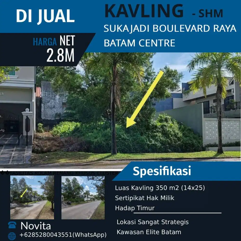 KAVLING SUKAJADI BOULEVARD RAYA, Lokasi Sangat Strategis, Batam Centre