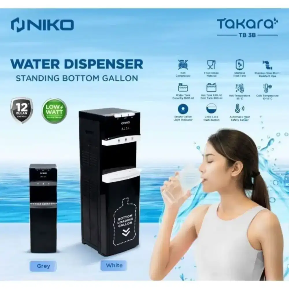 NIKO TAKARA water dispenser galon bawah tipe 3 in 1 baru