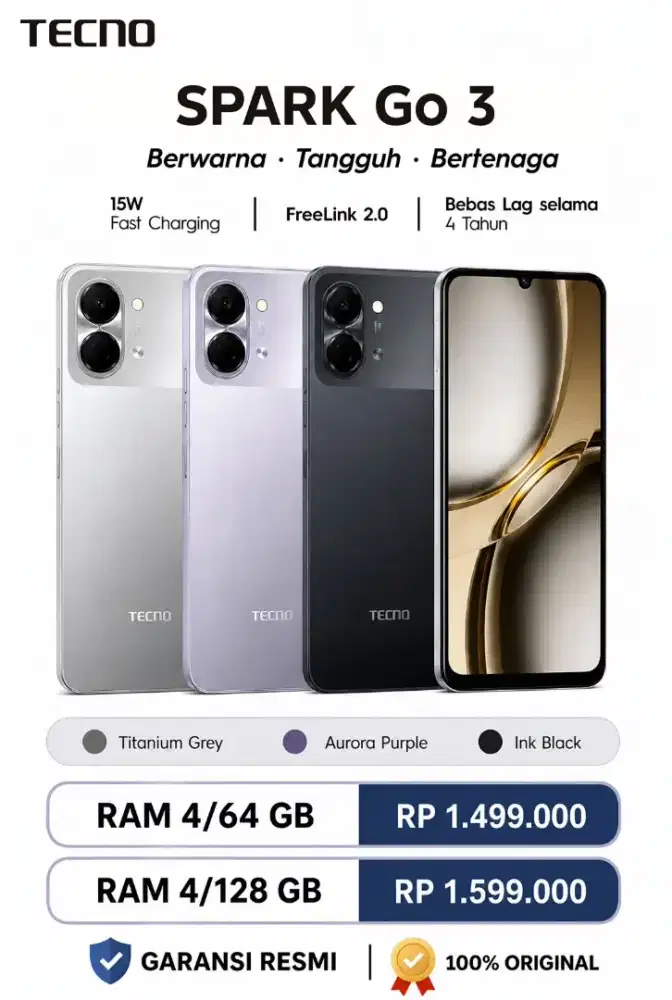 TECNO SPARK GO3 , CICILAN TANPA DP