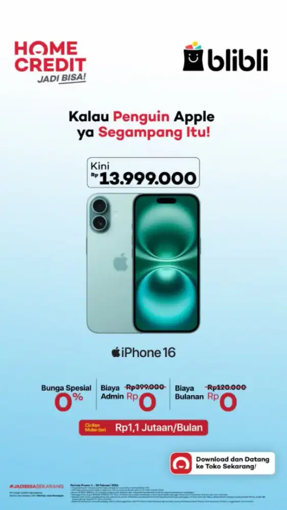 IPHONE 16/128GB FREE 1X CICILAN